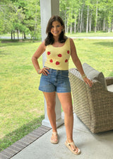 Berry Cake Embroidered Tank - Lemon Strawberry