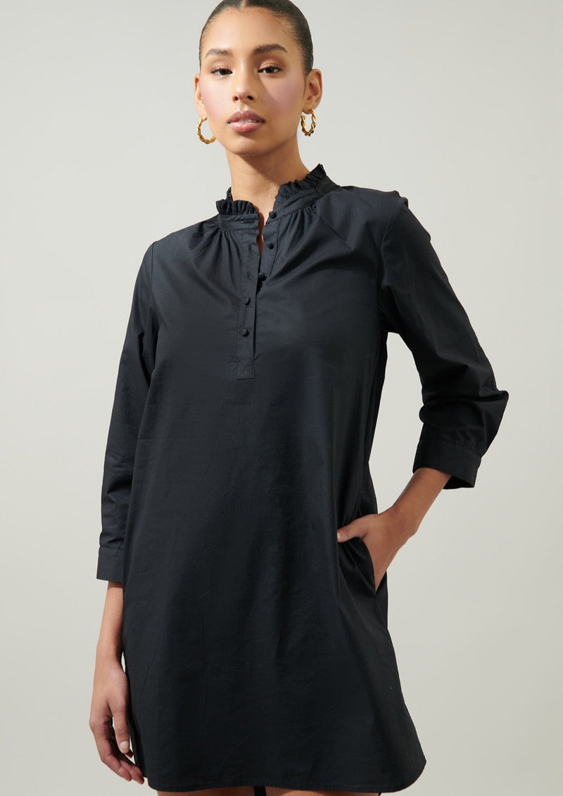 Nora Black Poplin Dress