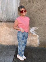 Sweetheart Patchwork Denim Barrel Pants - Denim Multi