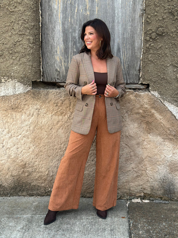 Roxy Plaid Blazer - Brown