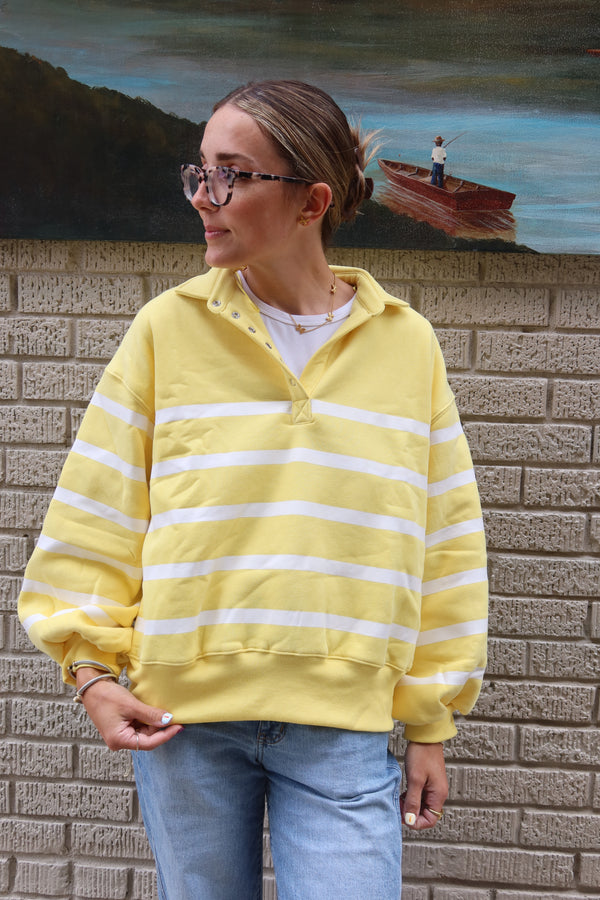 Addison Stripe Pullover - Yellow/White