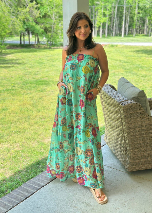 Paisley Floral Maxi Dress - Mint