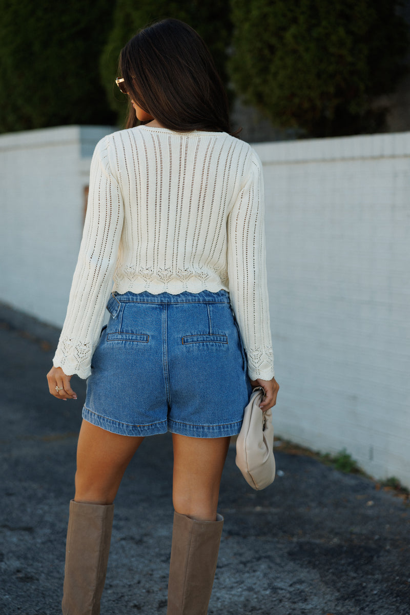 Chamomile Front Tie Cardigan - Ivory