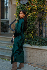 Regan Maxi Dress - Hunter Green Satin