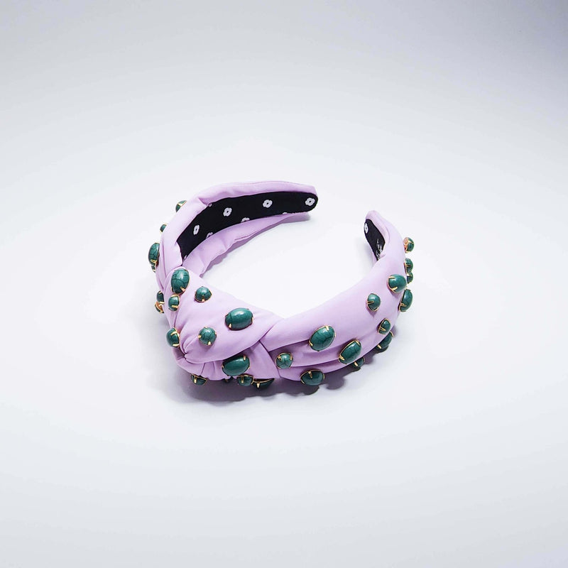 Embellished Stone Neoprene Knot Headband-Lavender