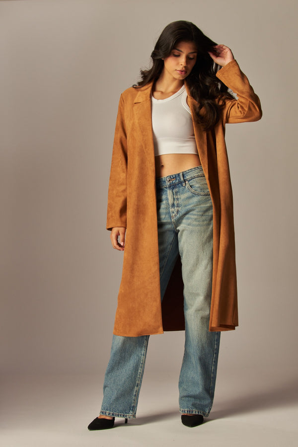 Miranda Suede Coat - Camel