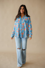 Fiona Thermal Shacket - Floral Denim