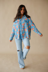 Fiona Thermal Shacket - Floral Denim