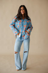 Fiona Thermal Shacket - Floral Denim