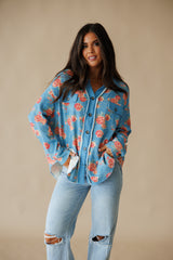 Fiona Thermal Shacket - Floral Denim