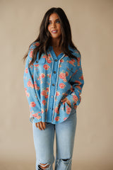 Fiona Thermal Shacket - Floral Denim