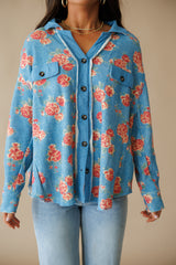 Fiona Thermal Shacket - Floral Denim
