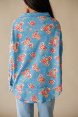 Fiona Thermal Shacket - Floral Denim
