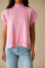 Serena Mock Neck Top- LT Pink