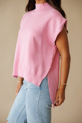 Serena Mock Neck Top- LT Pink