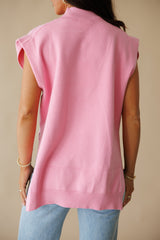 Serena Mock Neck Top- LT Pink