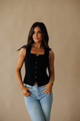 Kitty Knitted Scoop Neck Tank - Black