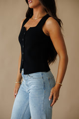 Kitty Knitted Scoop Neck Tank - Black