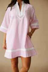 Cali Girl Mini Stripe Dress - Pink