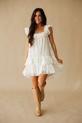 PRE ORDER: Ruben Ruffle Embroidered Dress - Cream