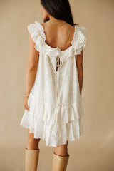 PRE ORDER: Ruben Ruffle Embroidered Dress - Cream