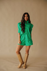 Adrienne | Jodie Short Set - Kelly Green Stripe