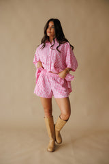 Adrienne | Faye Woven Shorts - Pink Seer Gingham