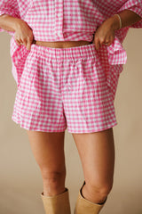Adrienne | Faye Woven Shorts - Pink Seer Gingham