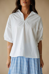 Adrienne | Sloan Stand Collar Top - White
