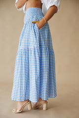 Adrienne | Aerin Maxi Skirt - Sky Seer Gingham
