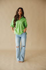 Adrienne | Sloan Stand Collar Top - Green Apple