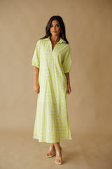 Adrienne | Blakely Seer Gingham Midi Dress- Limeade