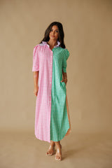 Adrienne | Nina Button Down Dress - Multi Seersucker Gingham