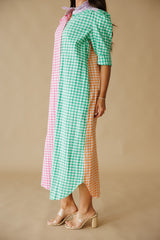 Adrienne | Nina Button Down Dress - Multi Seersucker Gingham
