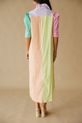 Adrienne | Nina Button Down Dress - Multi Seersucker Gingham
