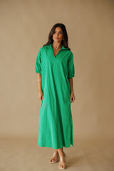 Adrienne | Blakely Midi Dress - Kelly Green Stipe