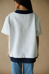 American Lover Mock Neck- Grey/Navy