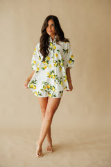 Adrienne | Arizona Oversized Button Up Top - Lemon Grove