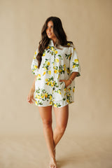 Adrienne | Arizona Oversized Button Up Top - Lemon Grove