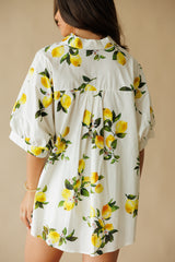 Adrienne | Arizona Oversized Button Up Top - Lemon Grove