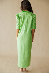 Adrienne | Nina Ruffle Collar Midi Shirt Dress - Green Apple