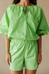 Adrienne | Faye Woven Shorts - Green Apple
