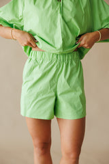 Adrienne | Faye Woven Shorts - Green Apple