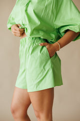 Adrienne | Faye Woven Shorts - Green Apple
