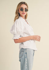 Spring Fling Ruffle Top - Pure White