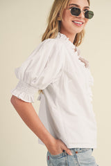 Spring Fling Ruffle Top - Pure White