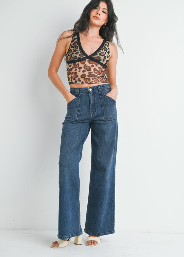JBD | Patch Pocket Wide Leg Flare - Dark Denim