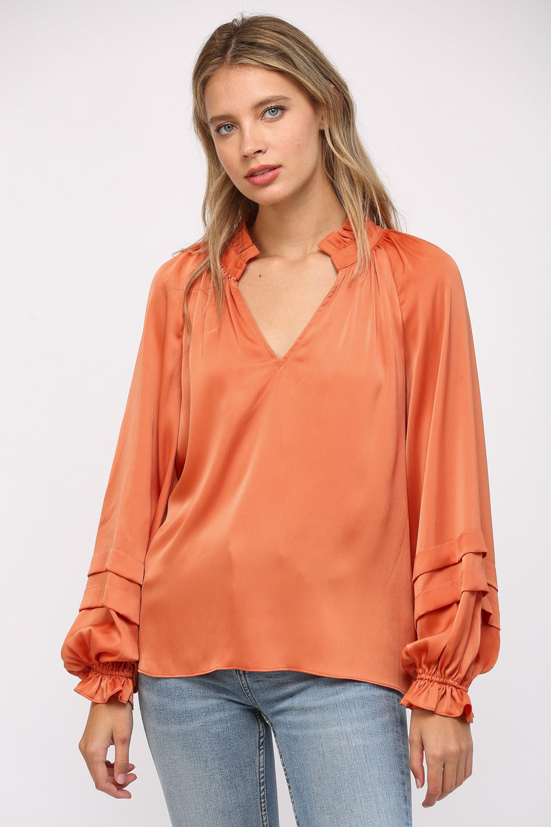 Heidi Balloon Sleeve Blouse - Dusty Orange