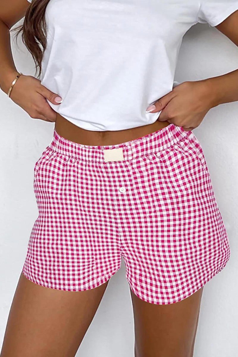 Gingham Boxer Shorts - Red