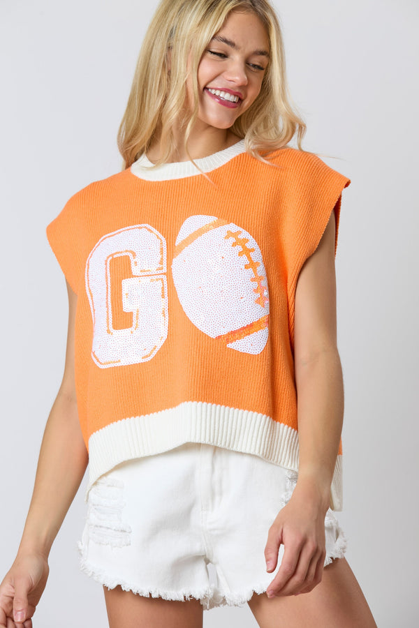 Go Football Sweater Vest - Orange